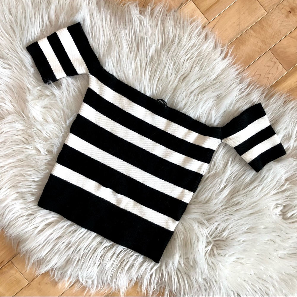Striped off the shoulder top